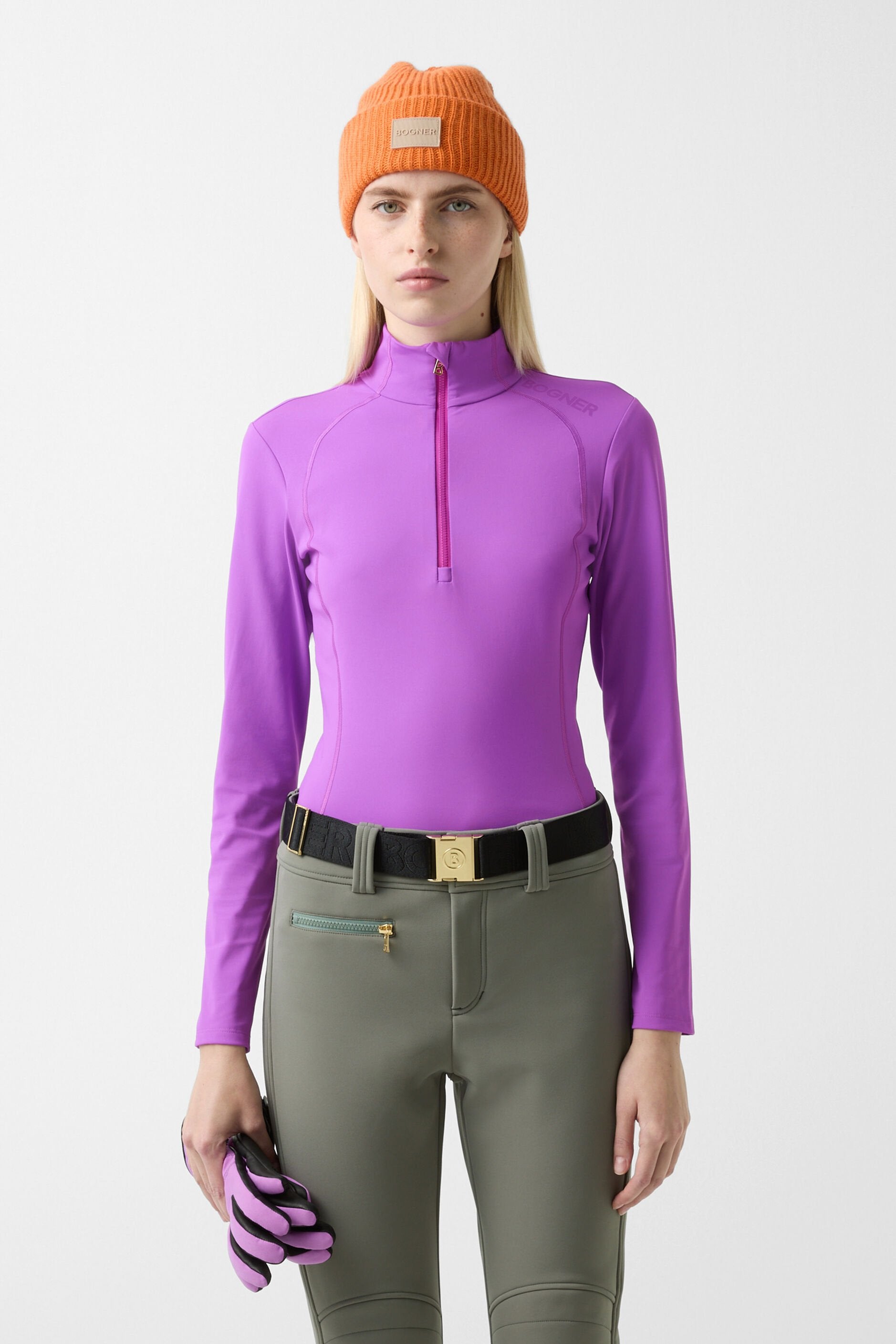 Purple ski turtleneck with 1/2 zipper MEDITA2