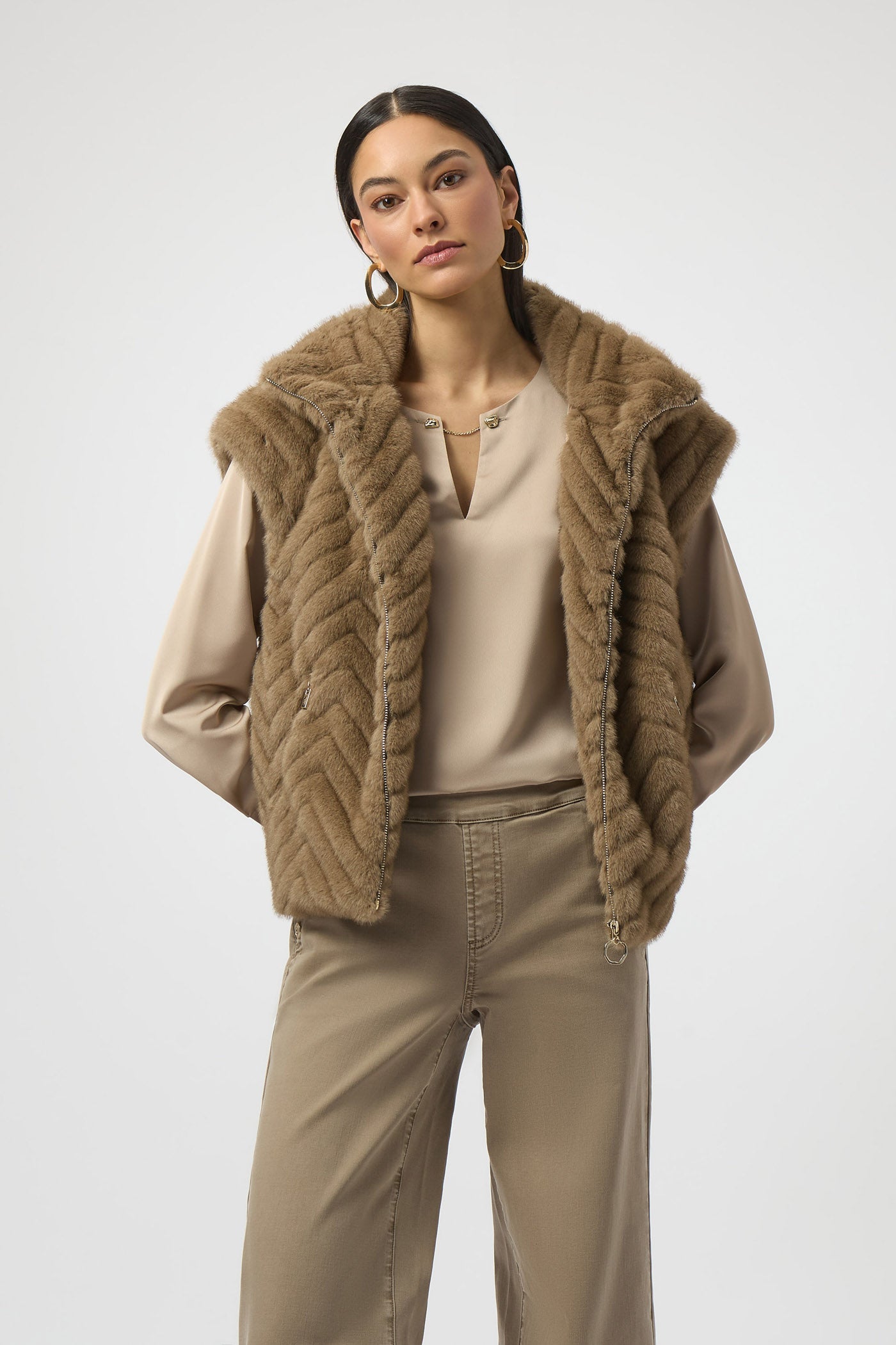 Brązowa kamizelka Faux Fur