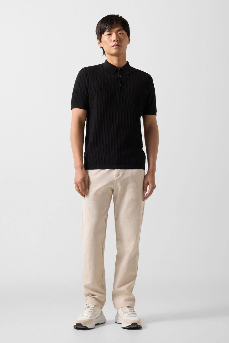 Black TOBIAS knitted polo shirt