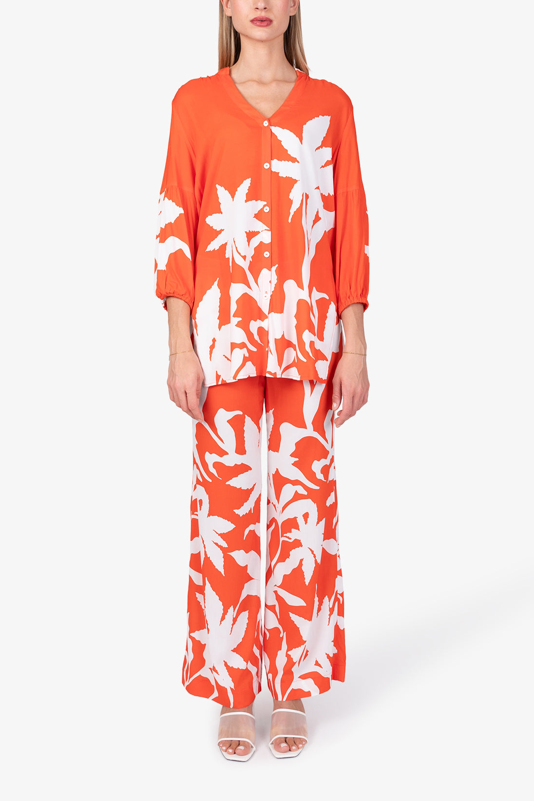 Czerwona bluzka długa z wiskozy Vadali