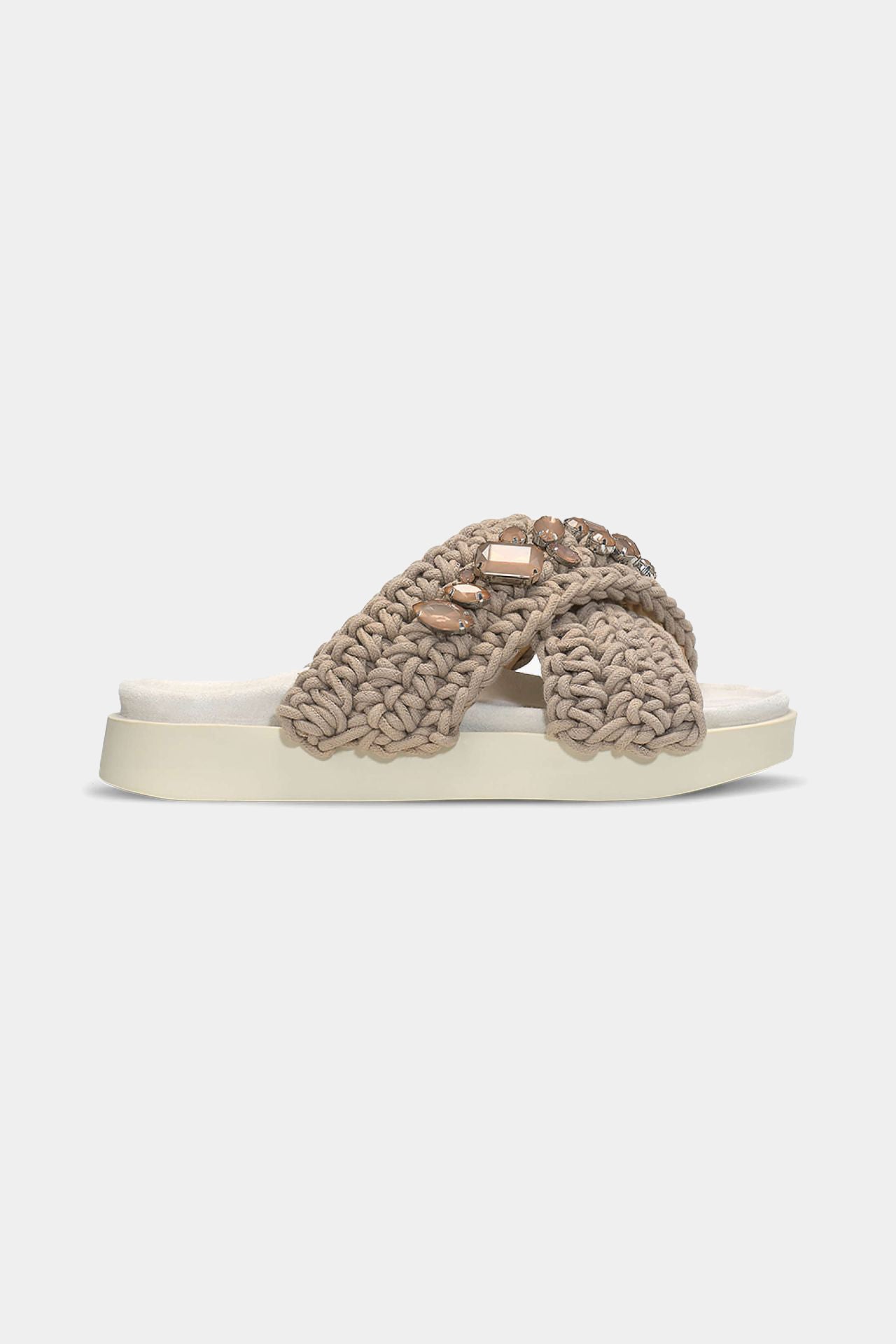 Szaro brązowe klapki damskie Woven Stones