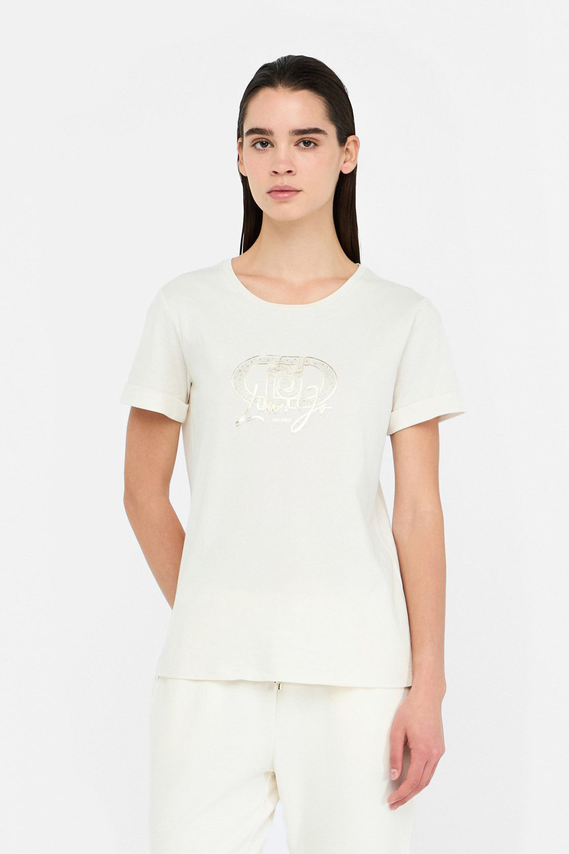 Kremowy t-shirt damski