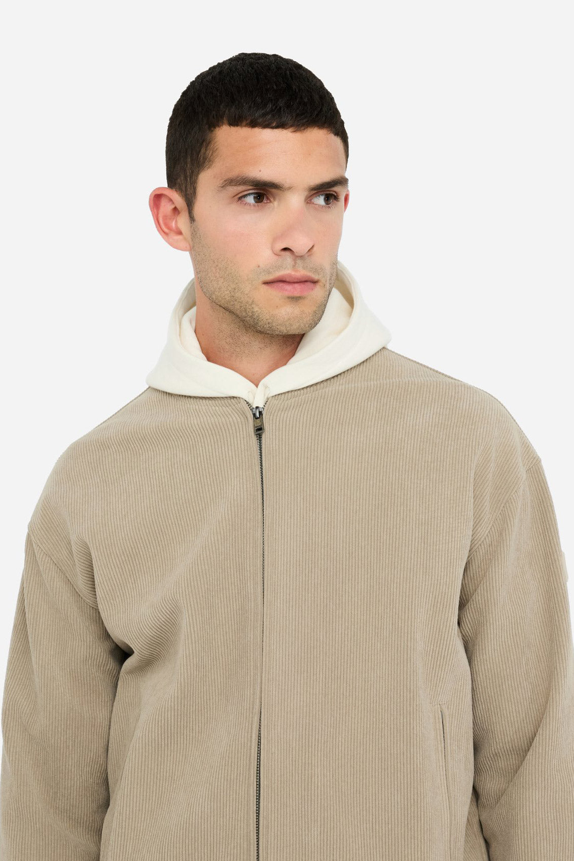 Cream bomber jacket