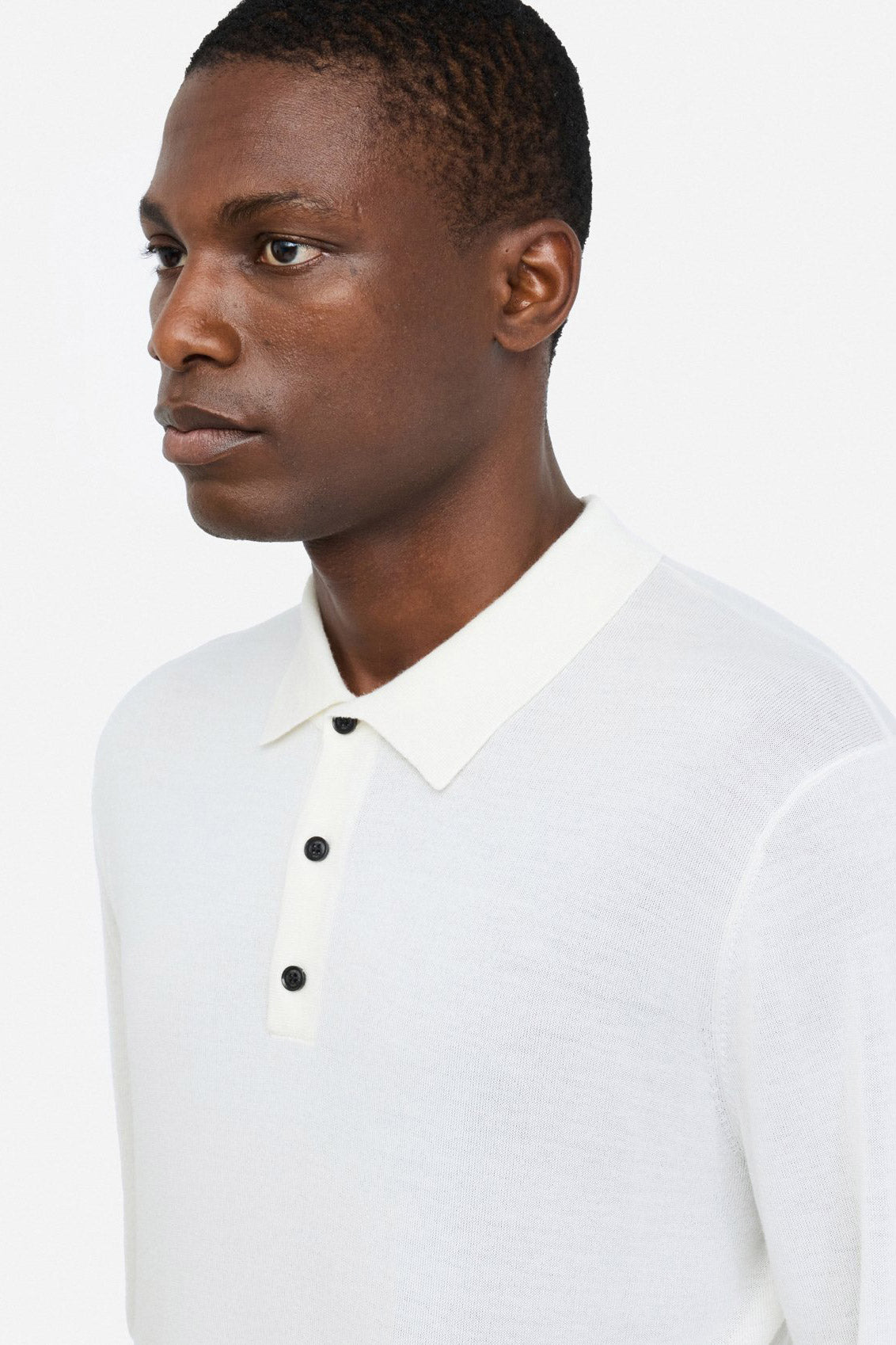 White wool polo sweater