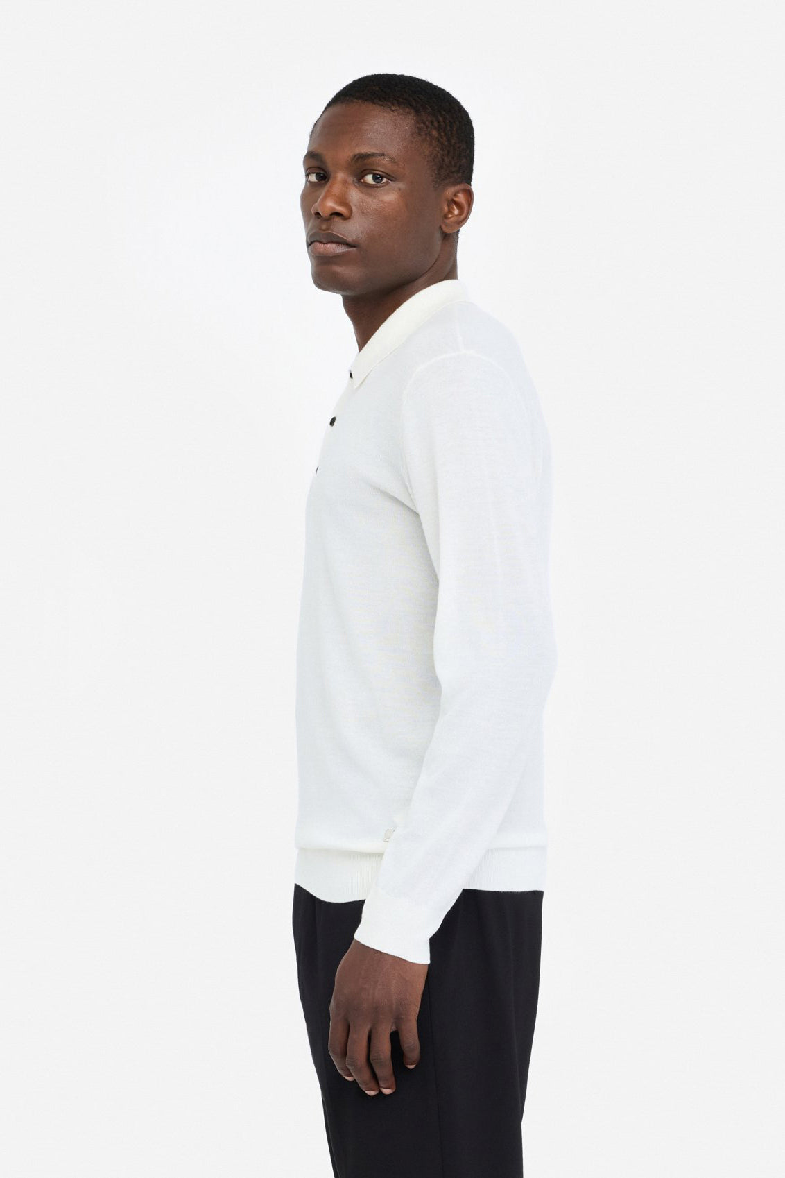 White wool polo sweater