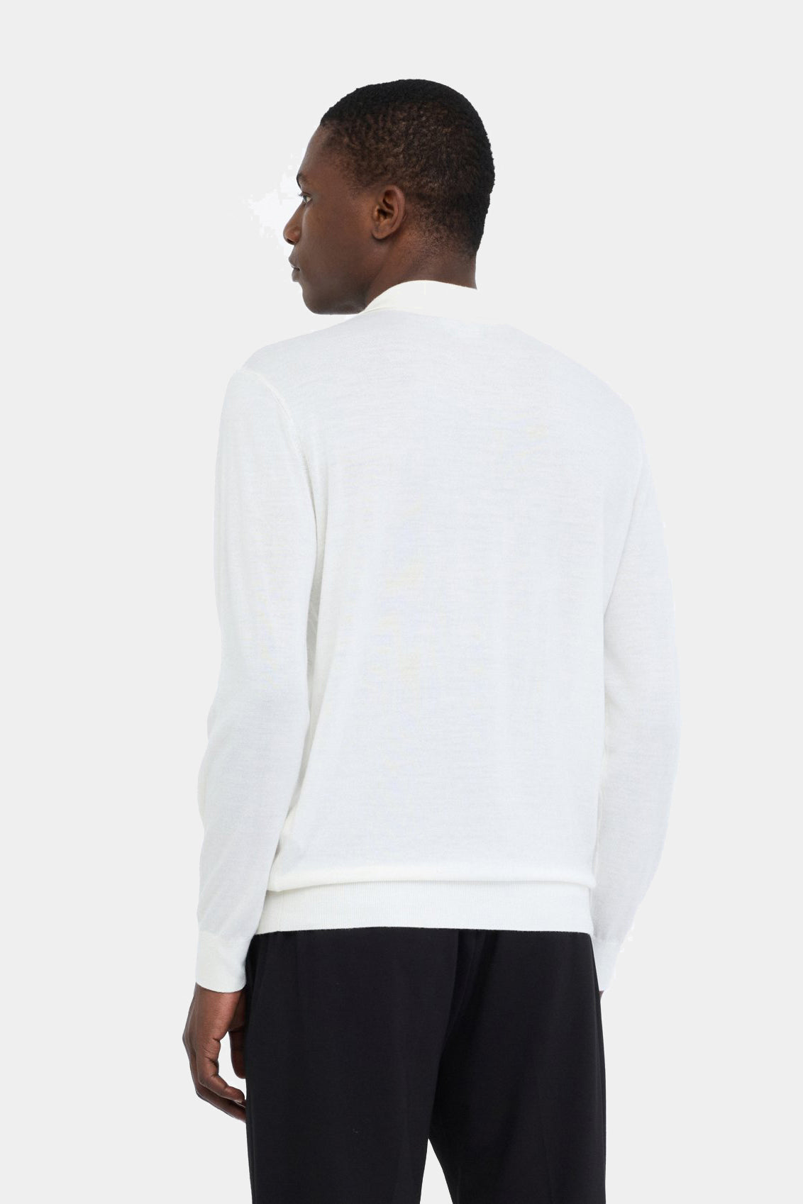 White wool polo sweater