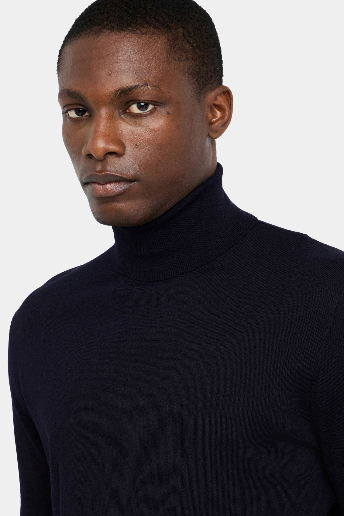 Navy blue wool turtleneck