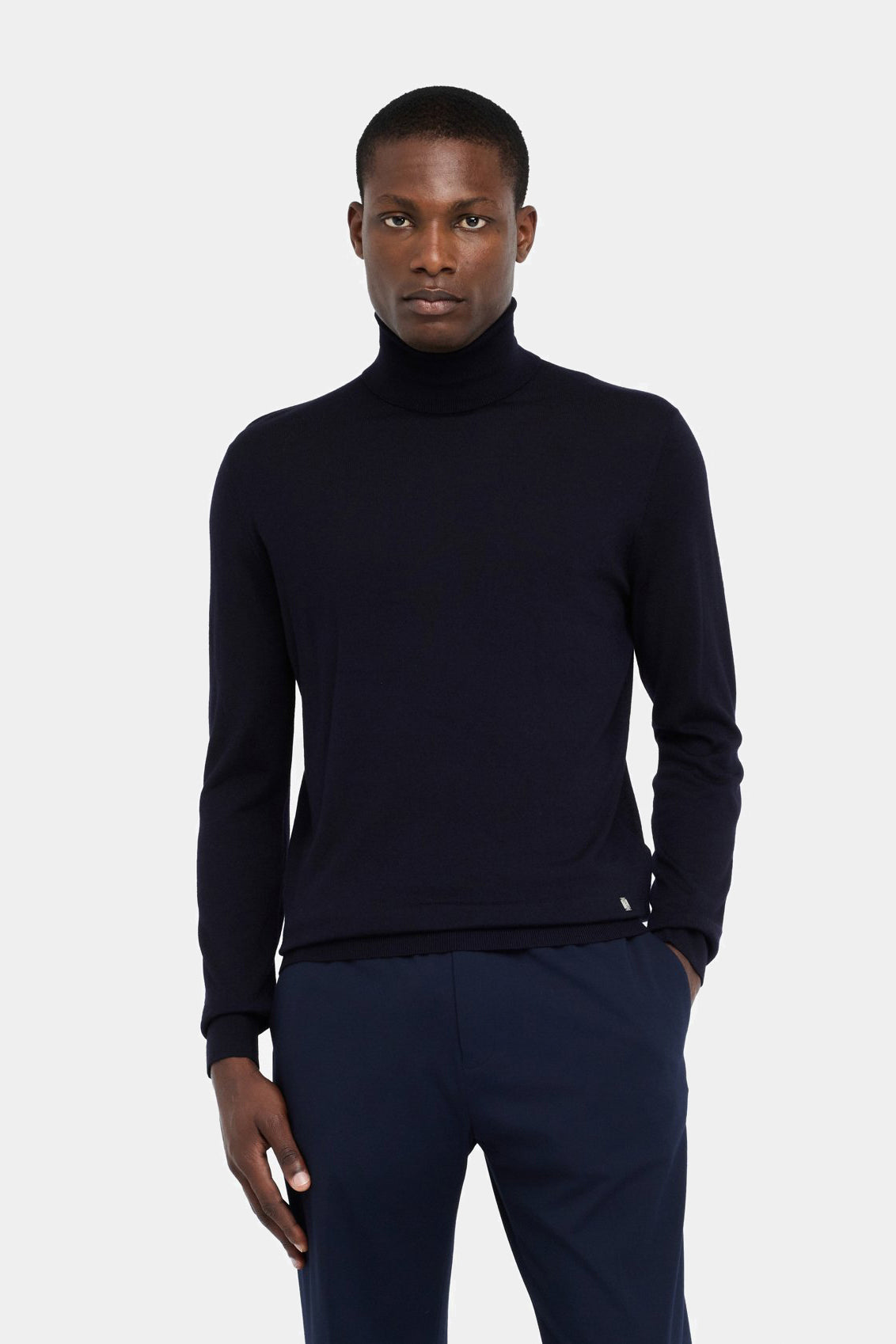 Navy blue wool turtleneck