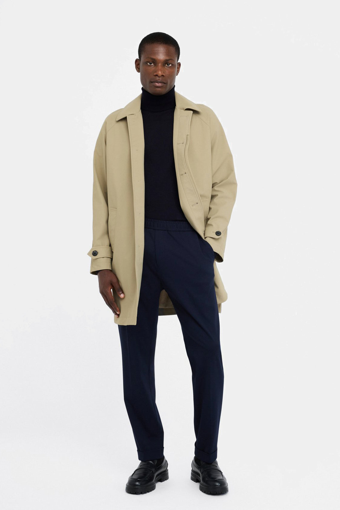 Navy blue wool turtleneck