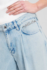 Spodnie damskie Wide Leg Blue Denim Pants
