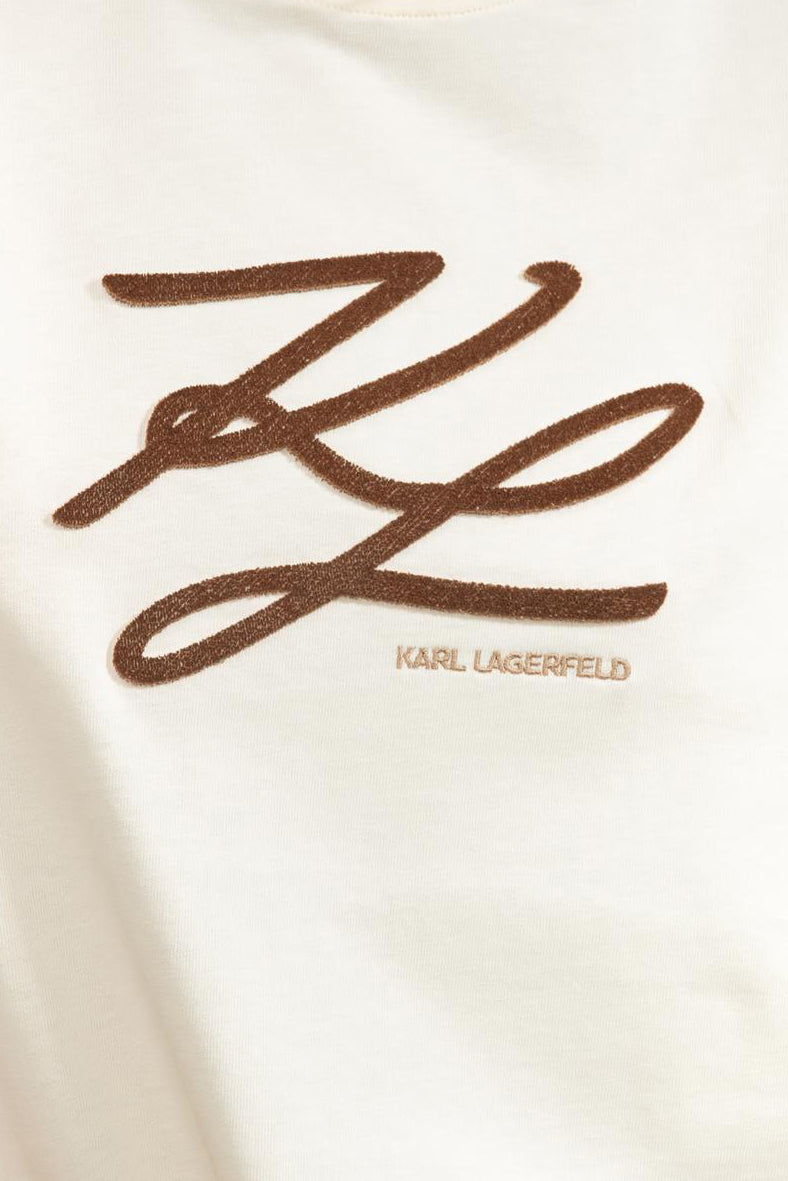 Kremowy t-shirt damski Autograph Logo