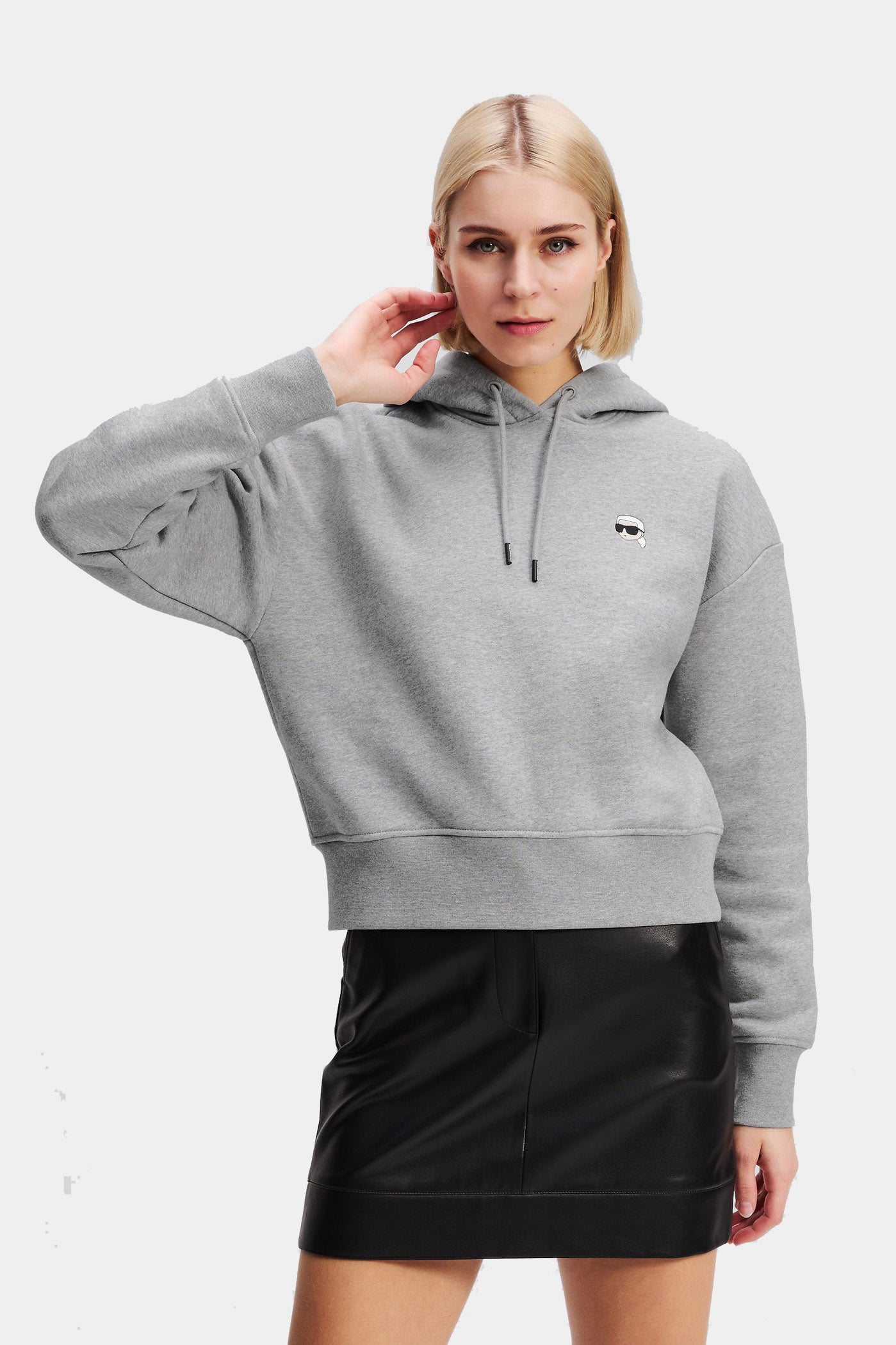 Szara bluza z kapturem Ikon Patch
