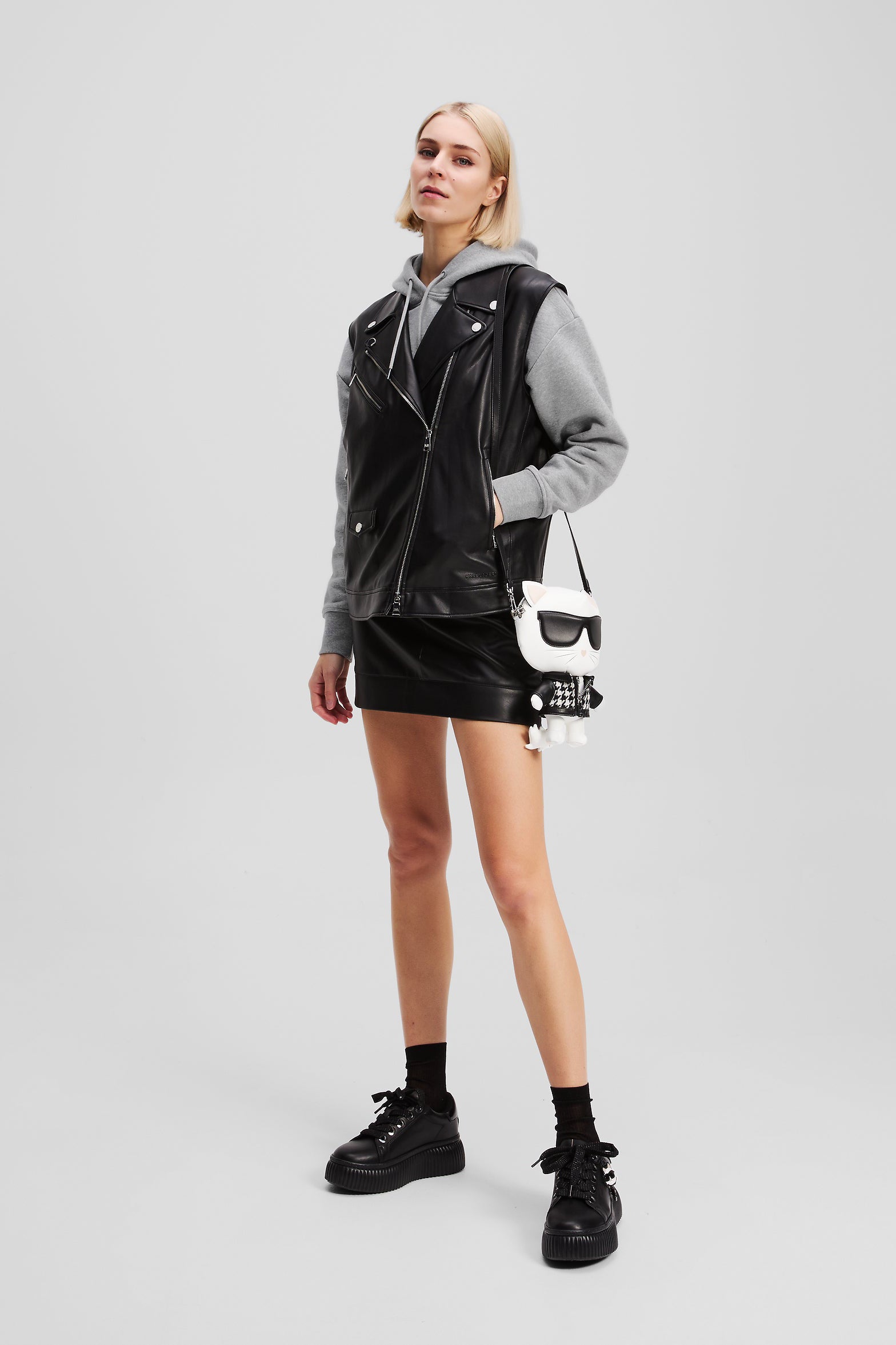 Szara bluza z kapturem Ikon Patch