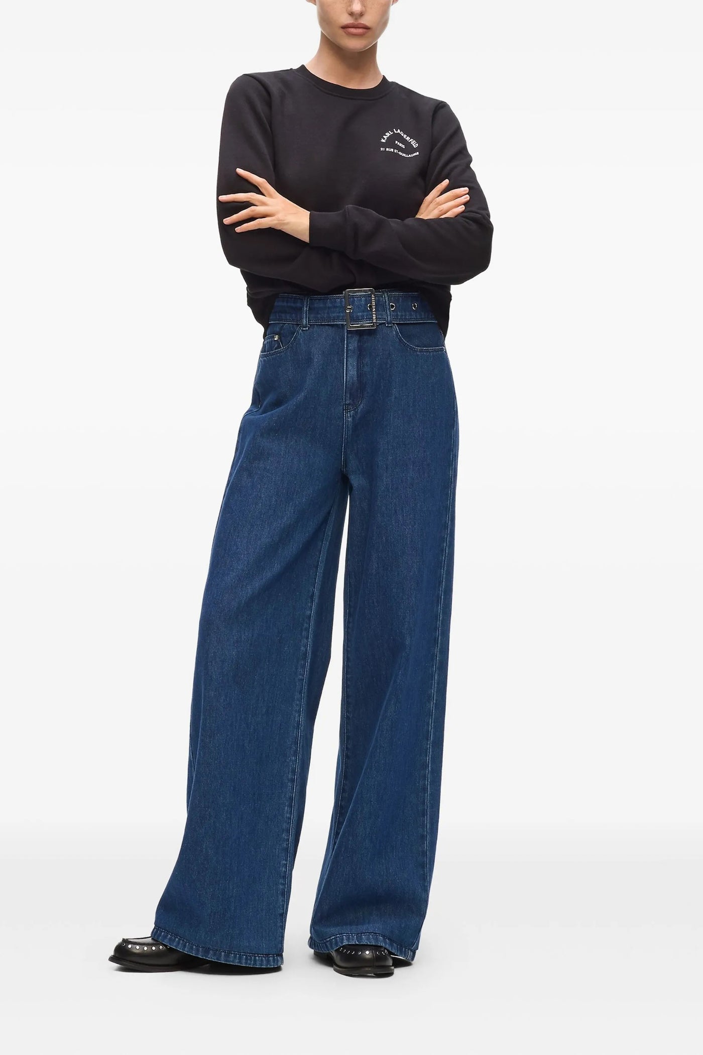 Jeansy damskie Wide Leg z paskiem