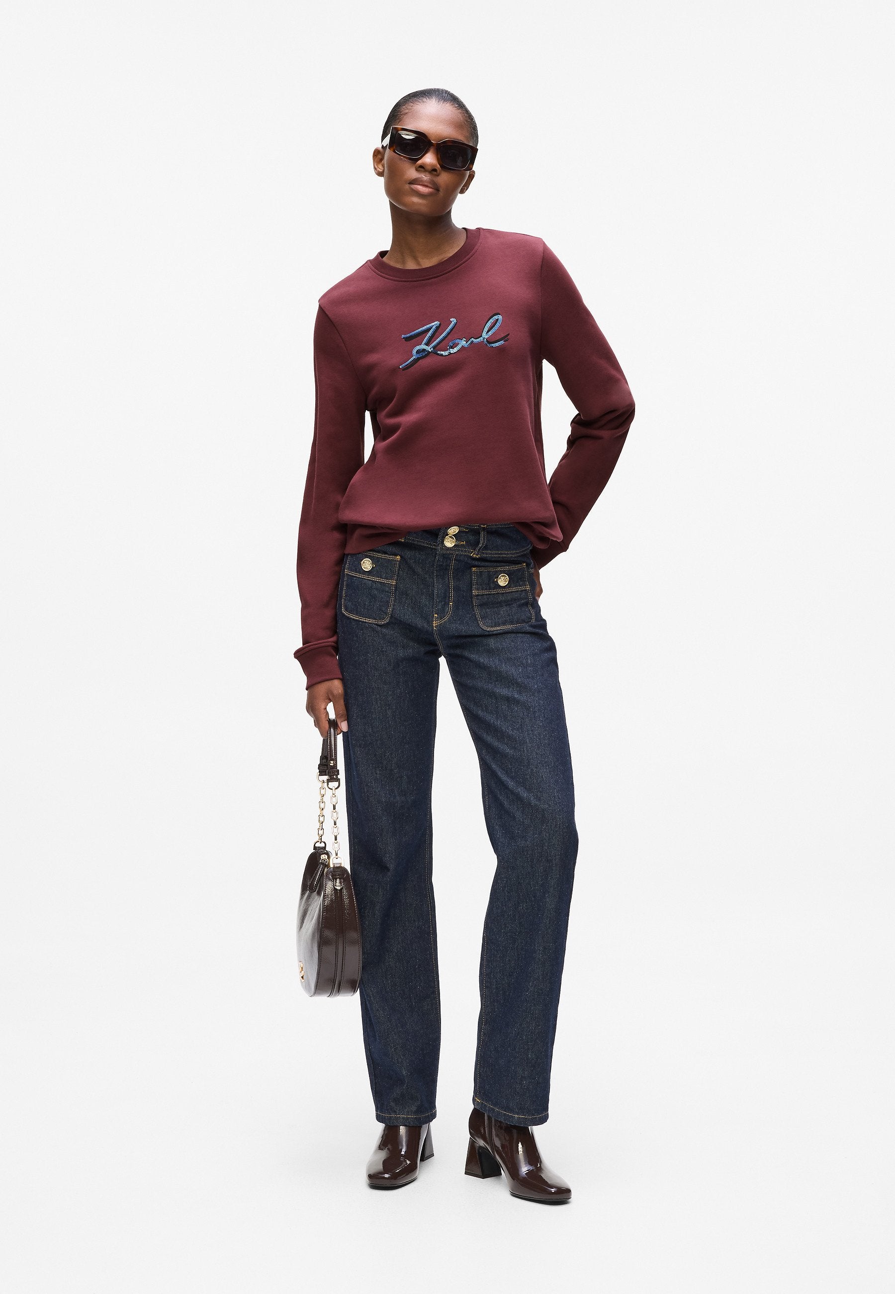 Burgundowa bluza Signature Sequins