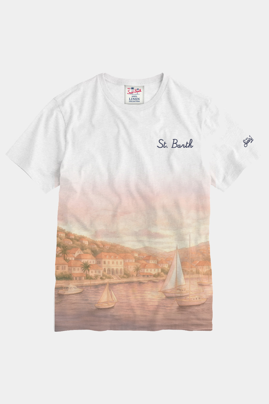 Lniany t-shirt męski Ecstasea N St Barth Sunset 01n Emb