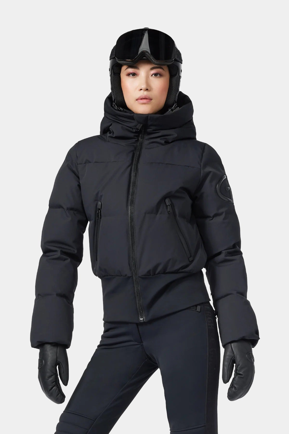 Czarna kurtka bomber z kapturem VILLAGE ski jacket