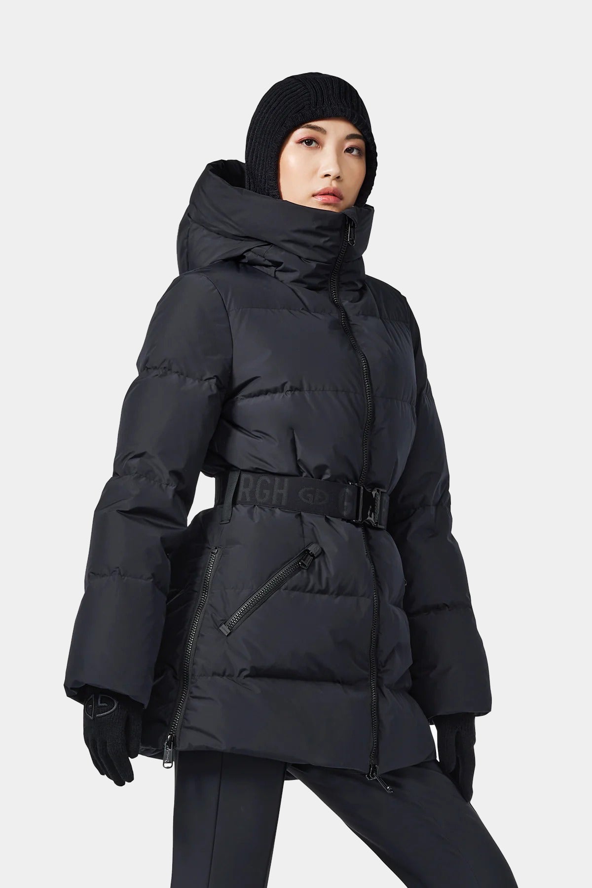 Czsrna kurtka narciarska z paskiem FÔRET ski jacket