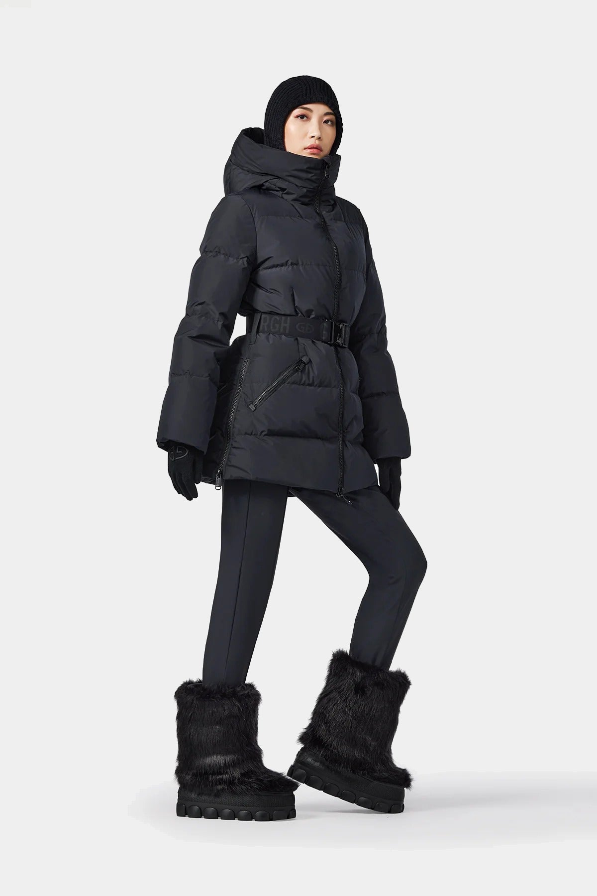 Czsrna kurtka narciarska z paskiem FÔRET ski jacket