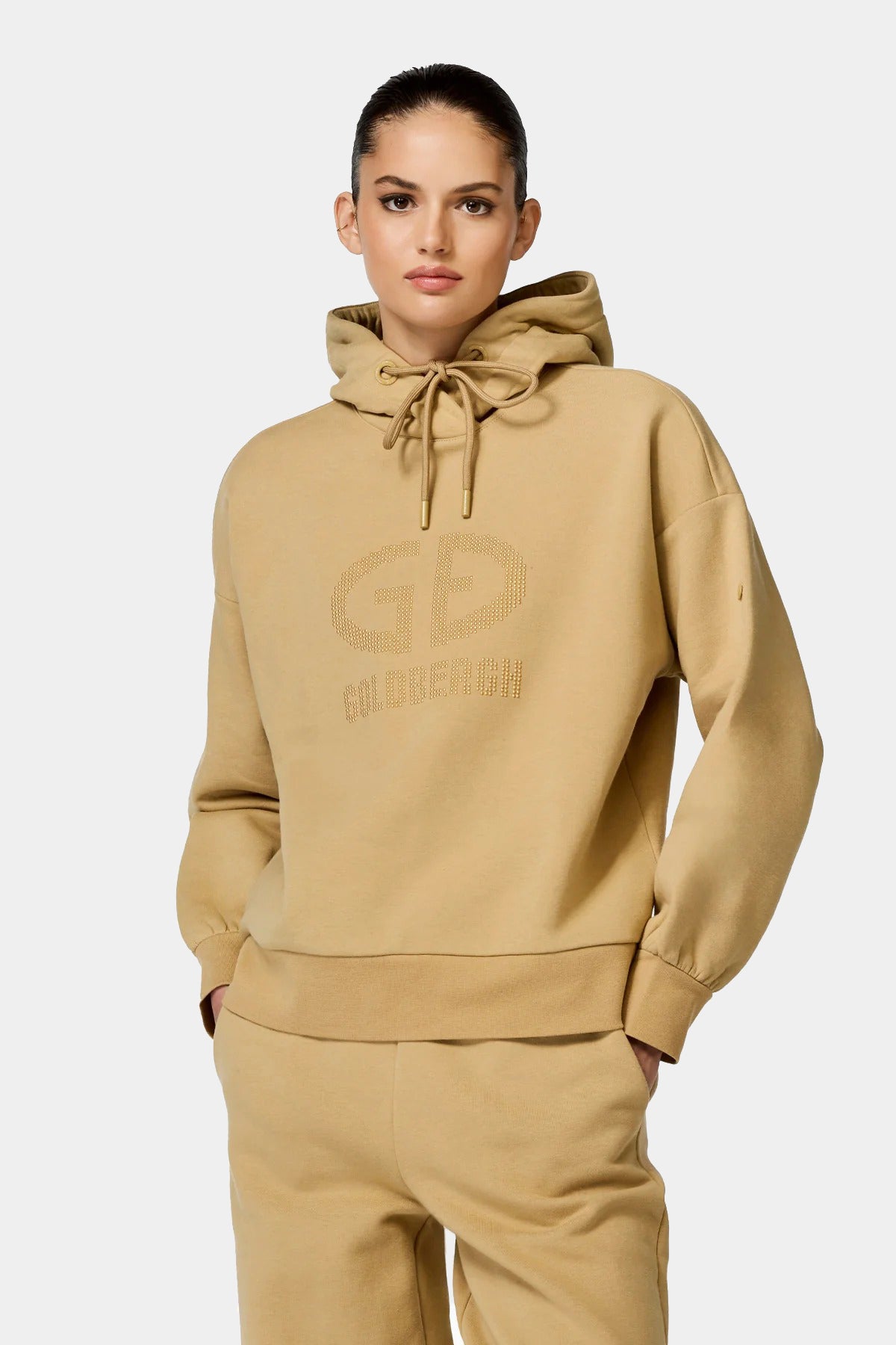 Beżowa bluza damska z kapturem GIORGIA hooded sweater