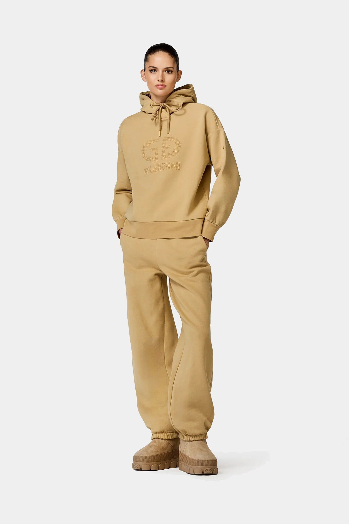 Beżowa bluza damska z kapturem GIORGIA hooded sweater