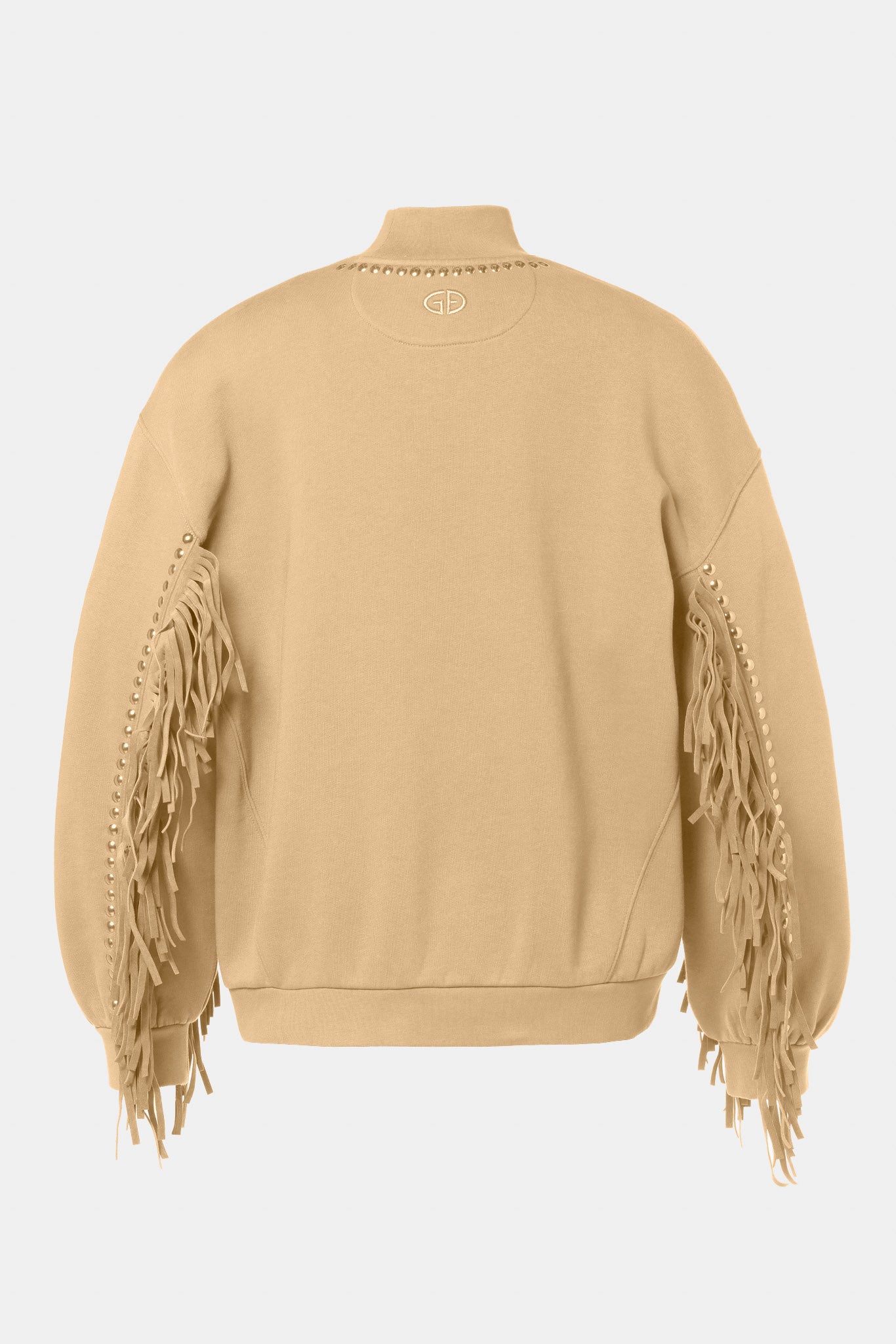 Beżowa bluza damska z frędzlami FRENZY crew neck sweater