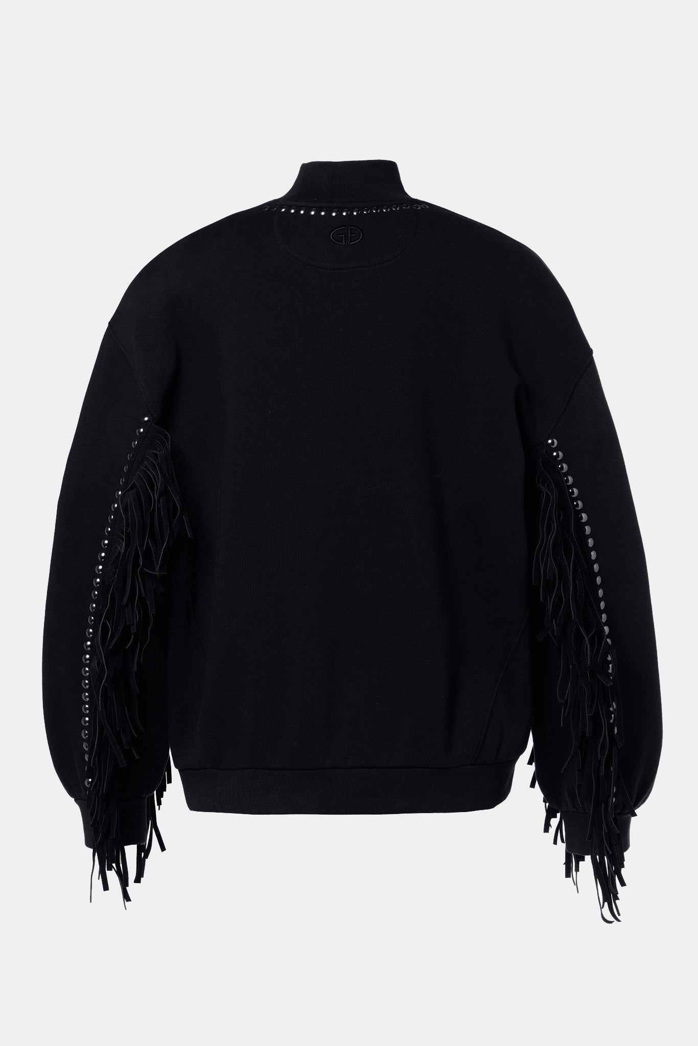 Czarna bluza damska z frędzlami FRENZY crew neck sweater
