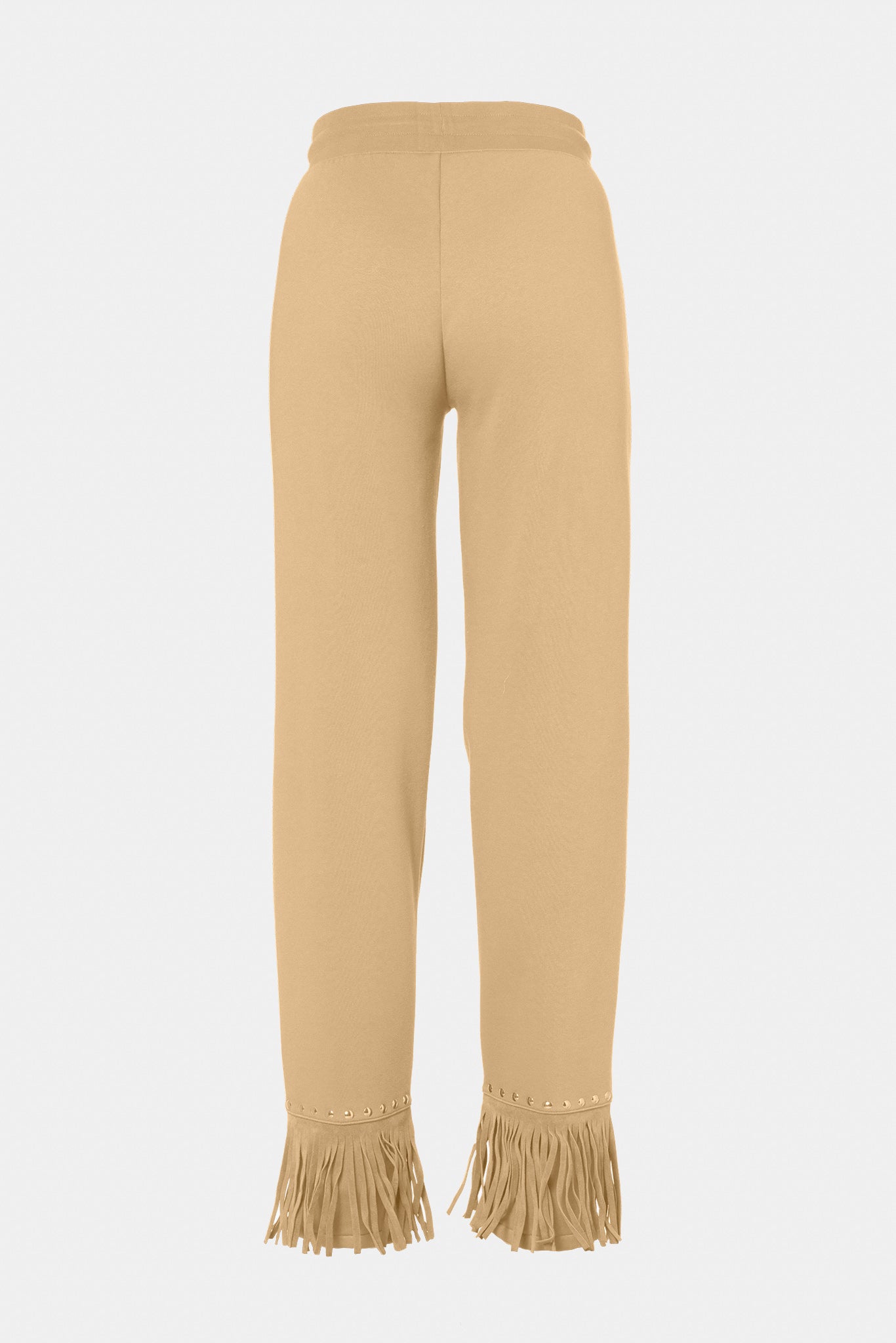 Beżowe spodnie z frędzlami REIGN wide leg track pant