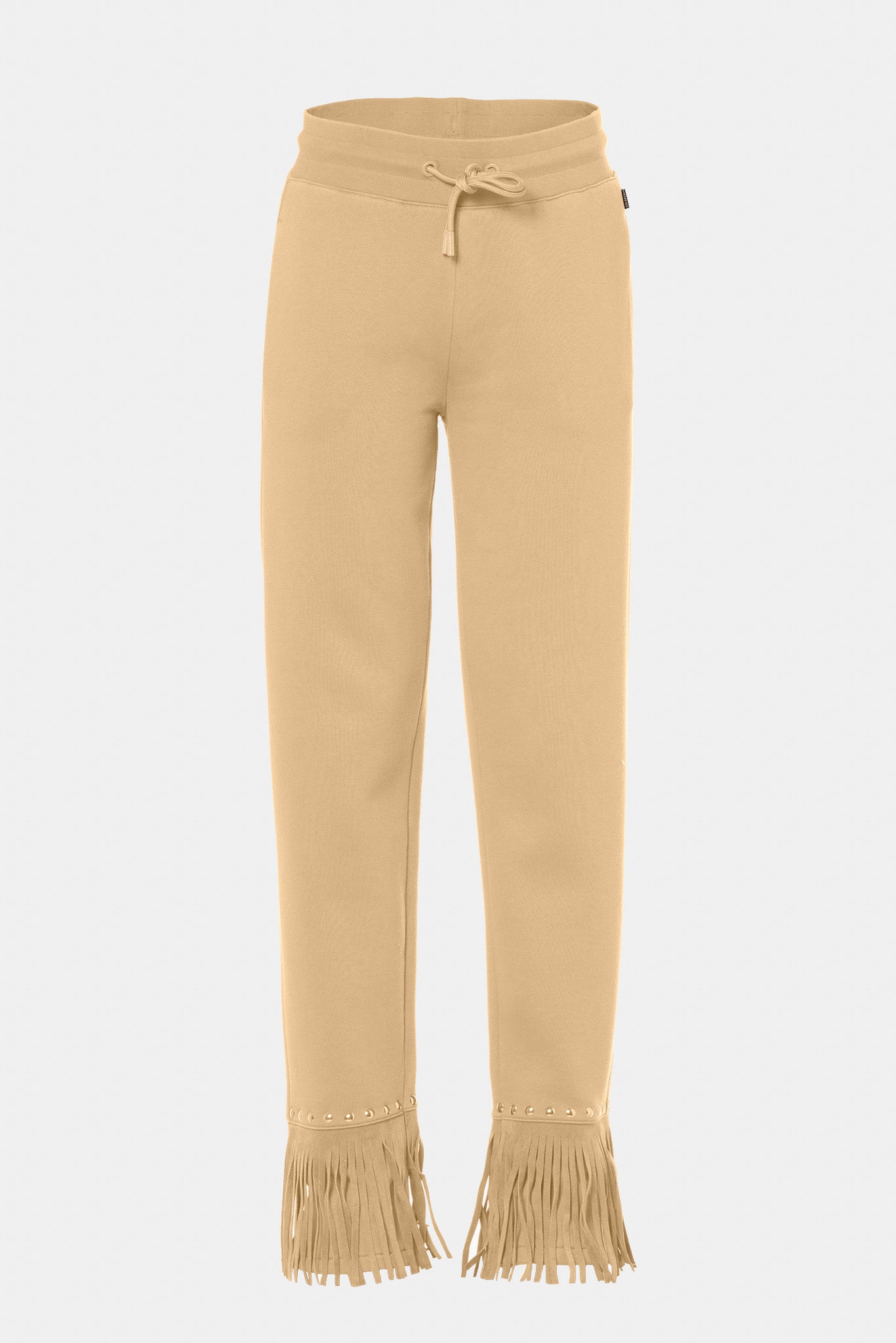 Beżowe spodnie z frędzlami REIGN wide leg track pant