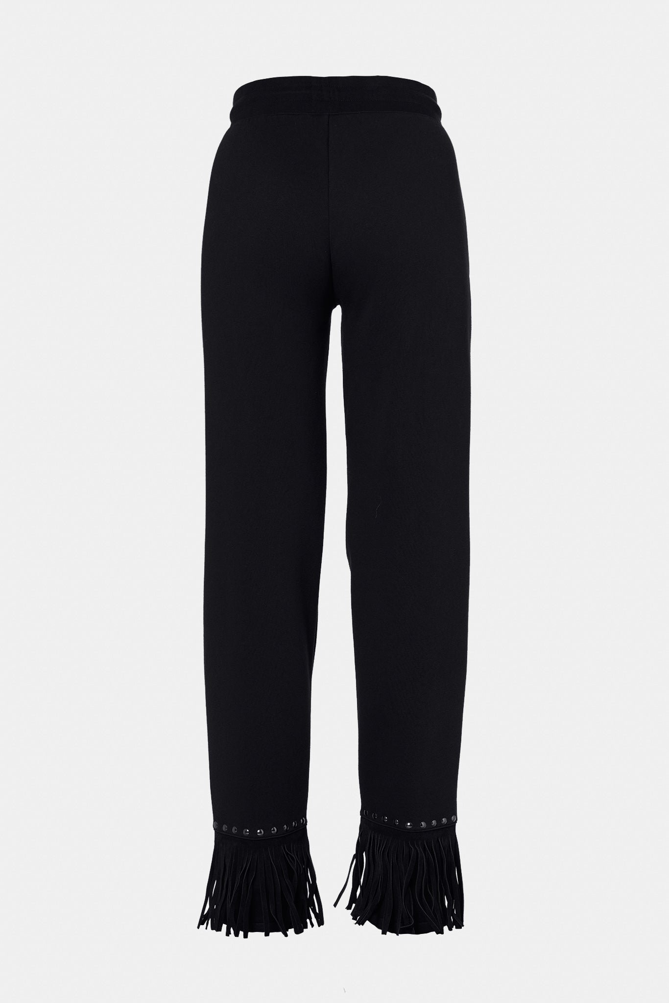Czarne spodnie z frędzlami REIGN wide leg track pant