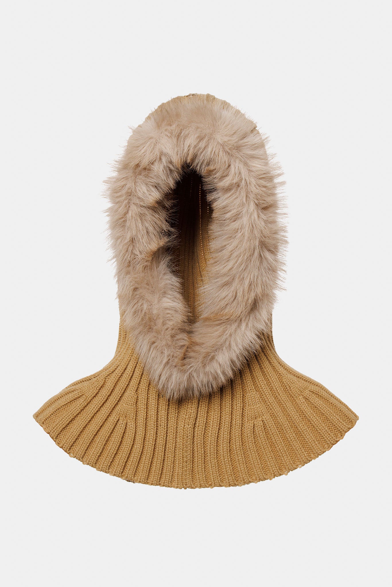 Karmelowy szalik z kapturem NAOMI hooded scarf FAUX BORDER