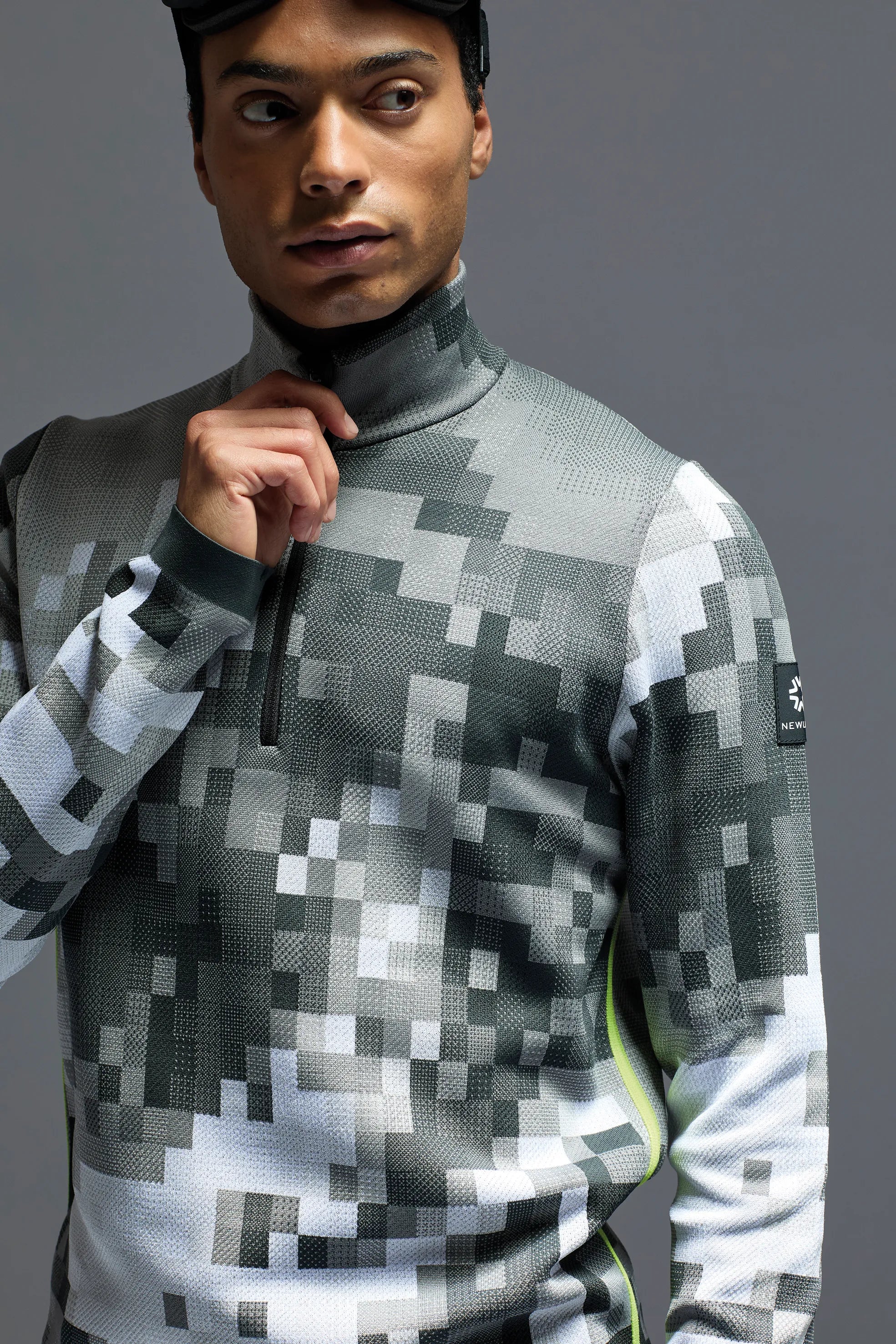 Męski golf 1/2 zip szary print Elverum