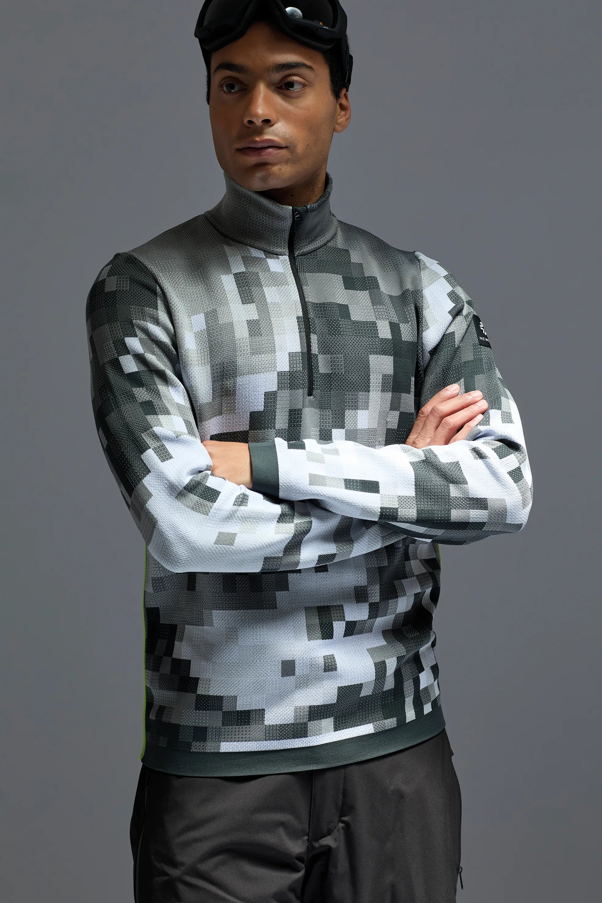 Męski golf 1/2 zip szary print Elverum