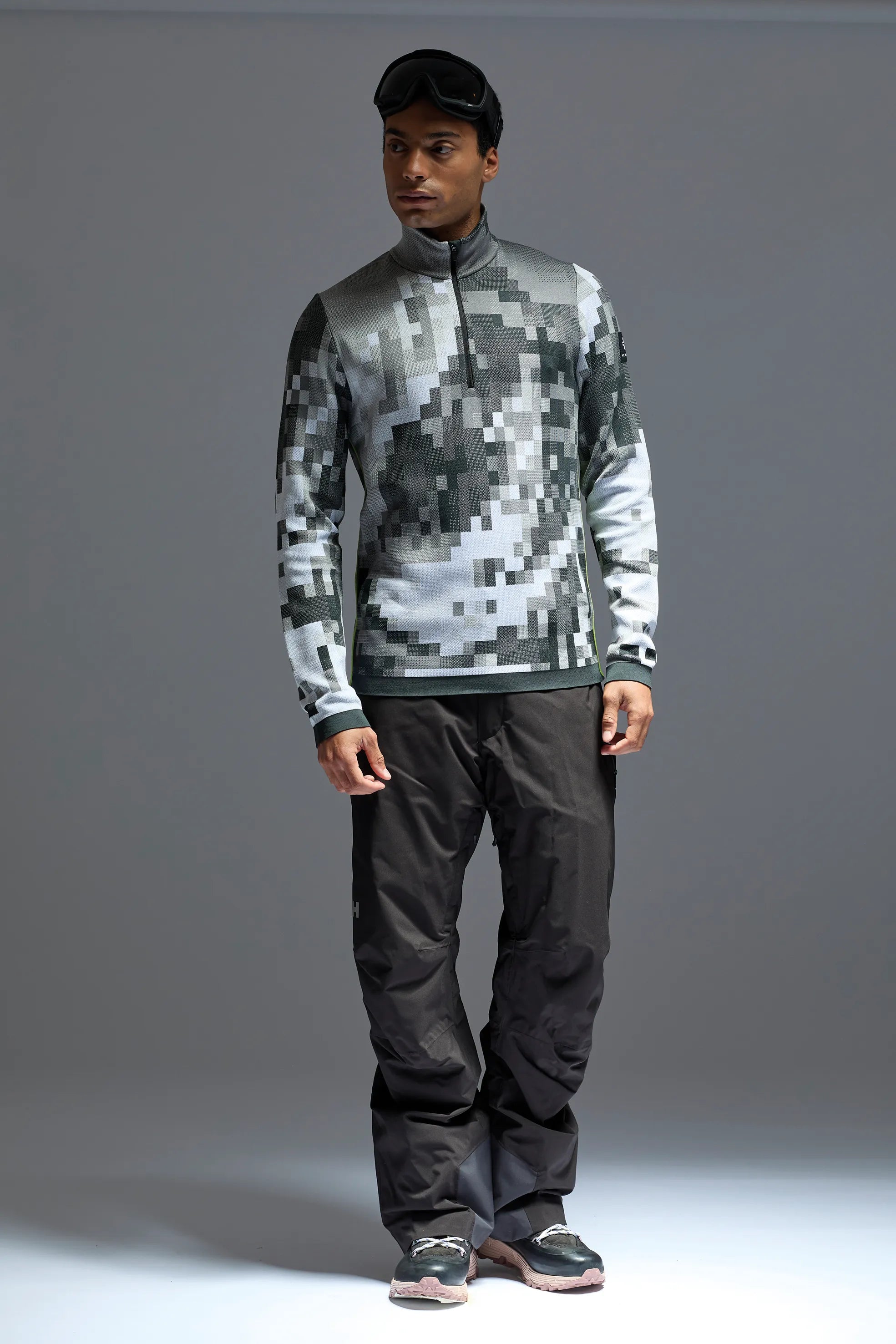 Męski golf 1/2 zip szary print Elverum