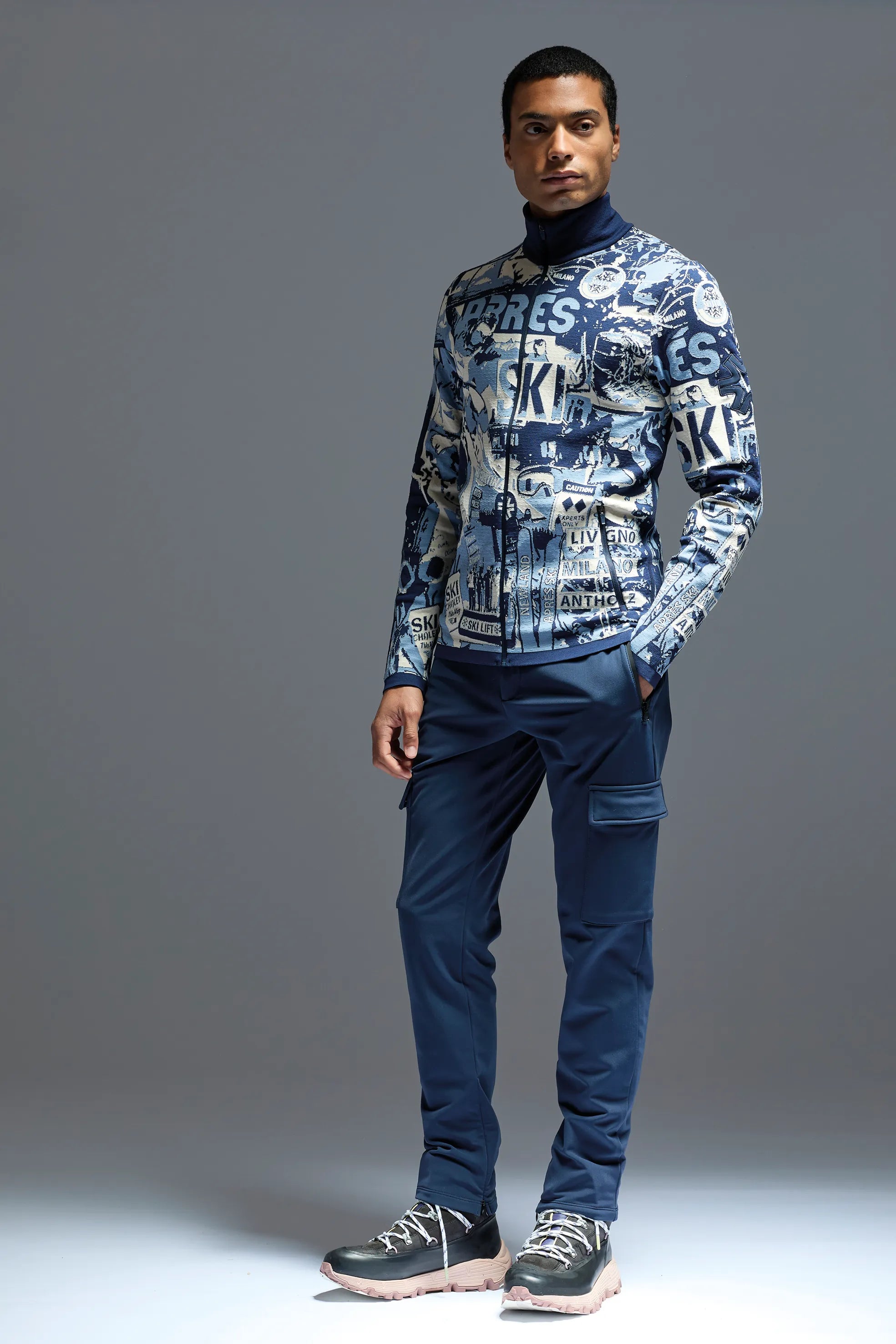 Męski golf rozpinany granatowy Etna