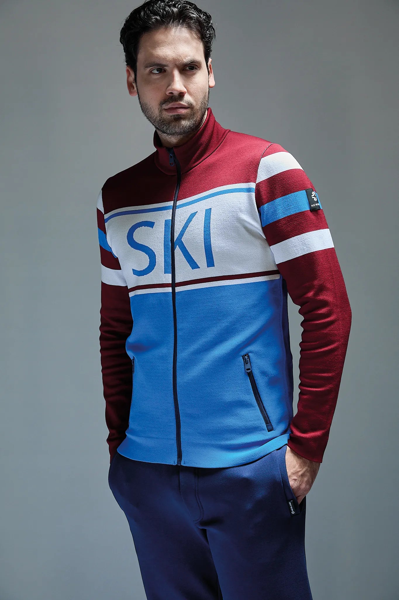 Męski golf rozpinany niebieski Mont-Tremblant