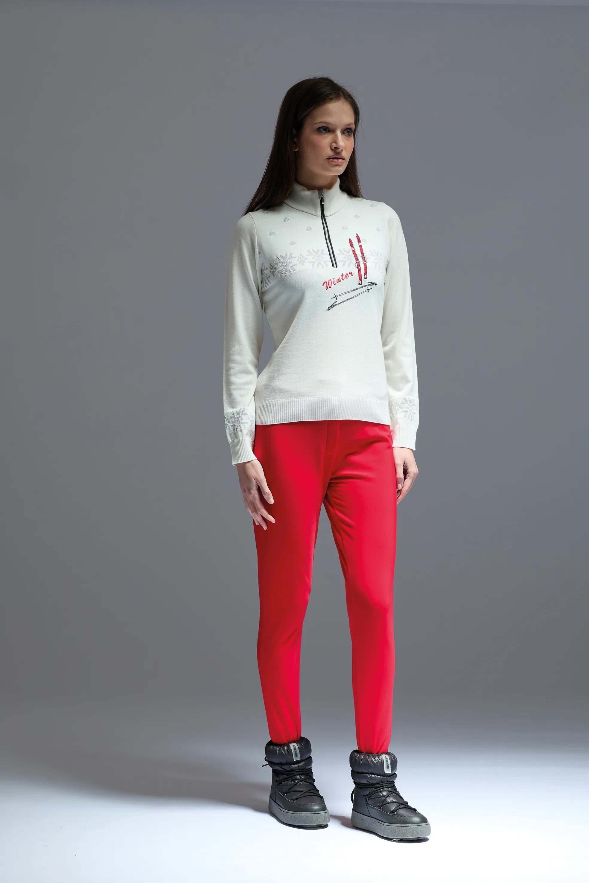 Damski golf 1/2 zip w print narciarski Engelberg