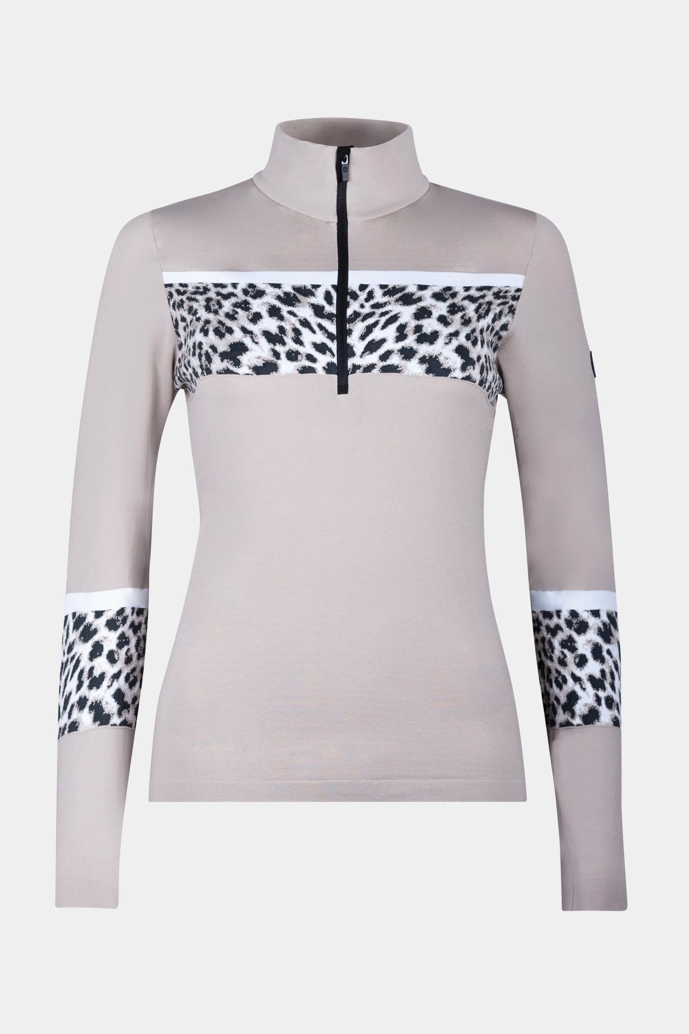 Damski golf 1/2 zip w print zwierzęcym Garmisch