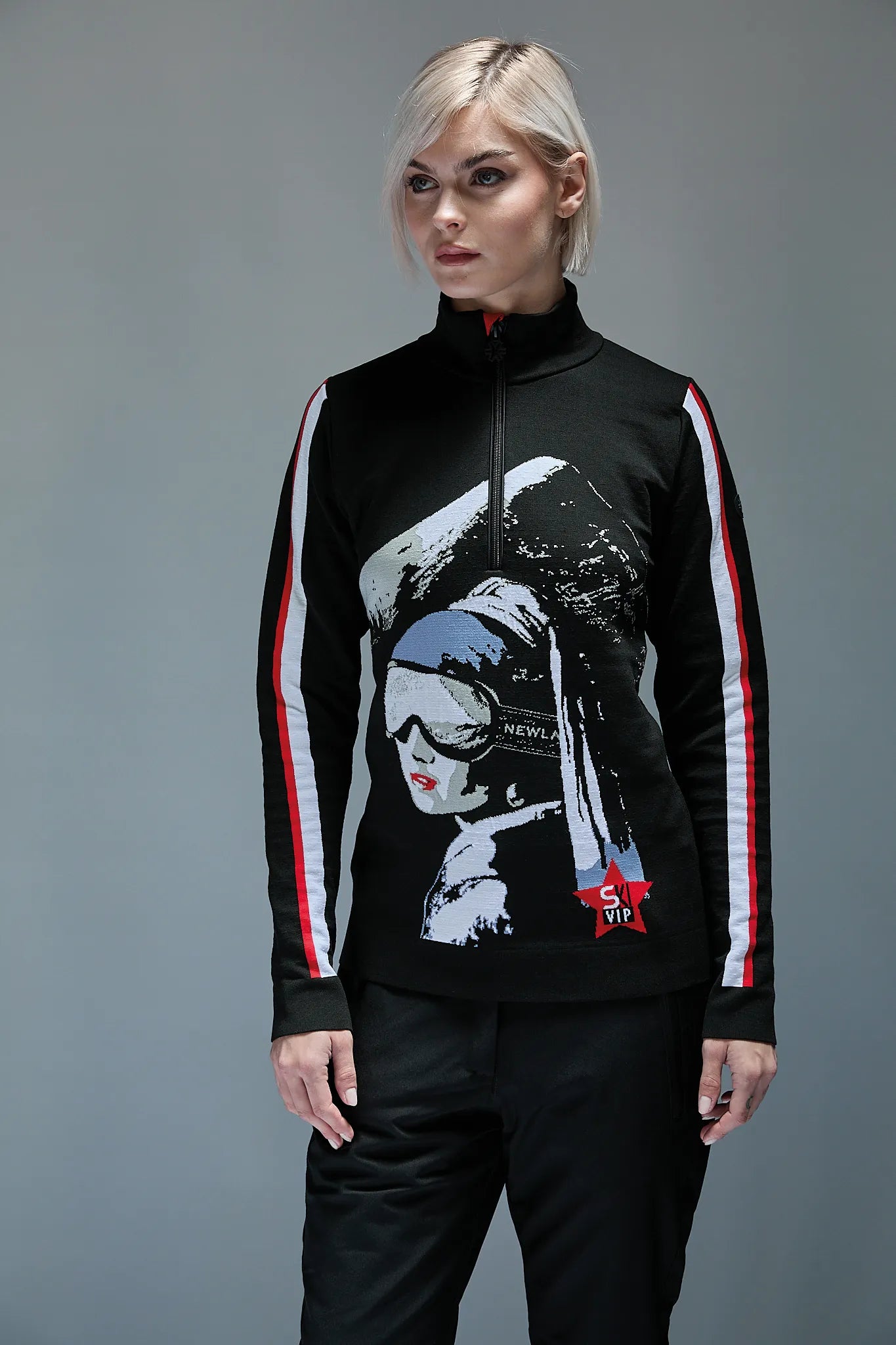 Damski golf 1/2 zip z narciarskim printem Oslo