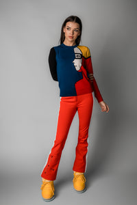 Sweter W Colorblock Round Neck