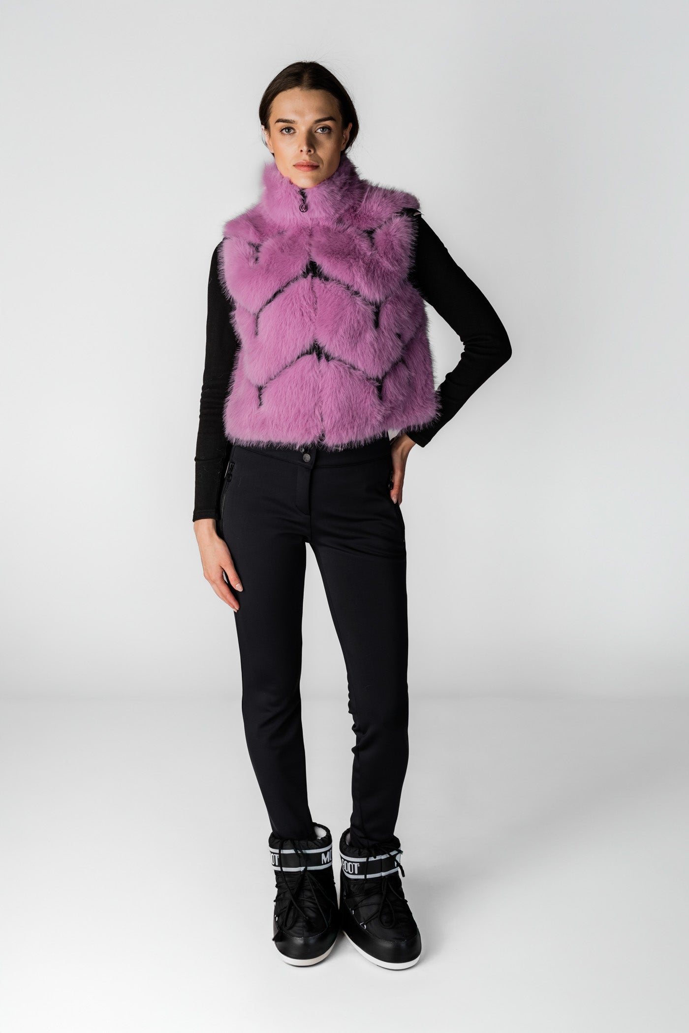 Różowa futrzana kamizelka Istanbul NE