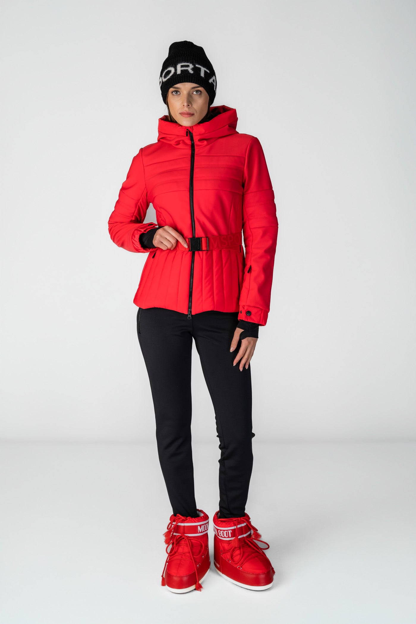 Czerwona kurtka narciarska z paskiem Frankfurt ST m.K.