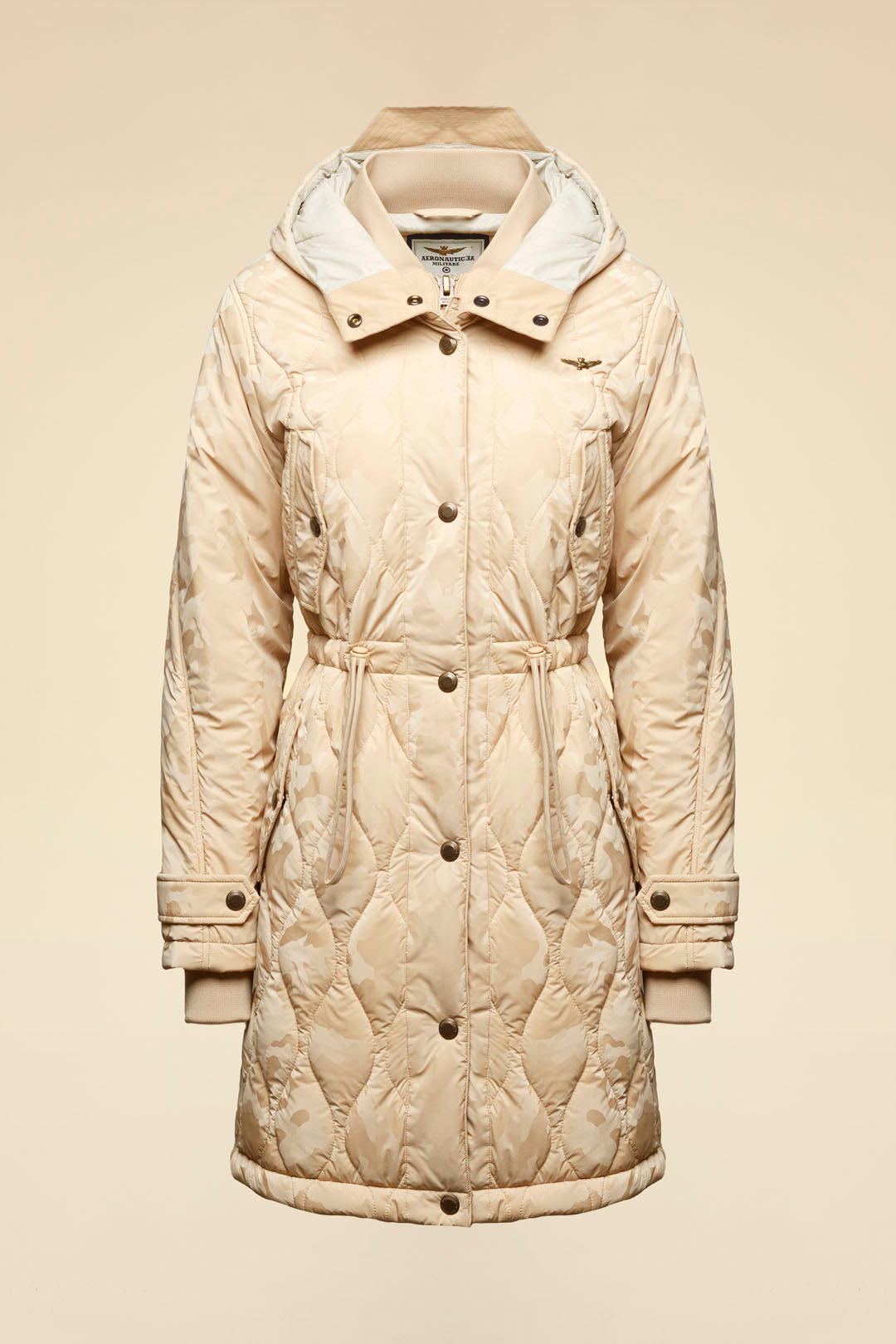 Parka pikowana z nadrukiem camouflage