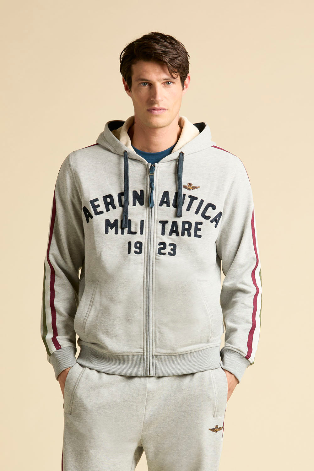 Bluza comfort fit z tricolore szara