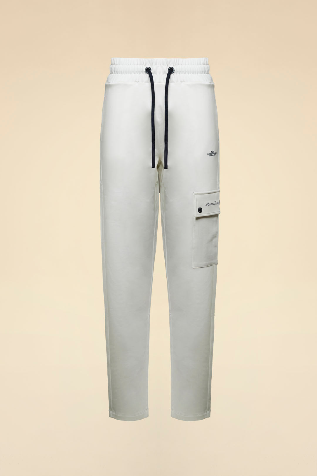 Białe Spodnie dresowe z troczkiem damskie