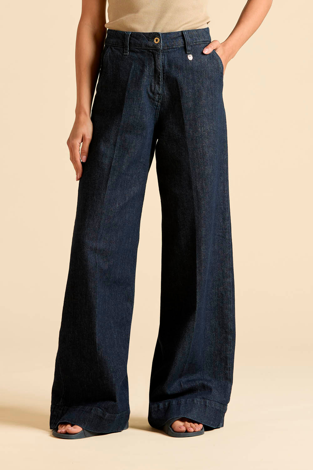 Jeansy palazzo z denimu damskie