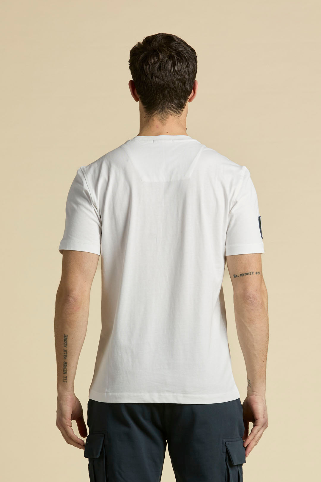 Biały T-shirt z naszywkami Frecce Tricolori – męski