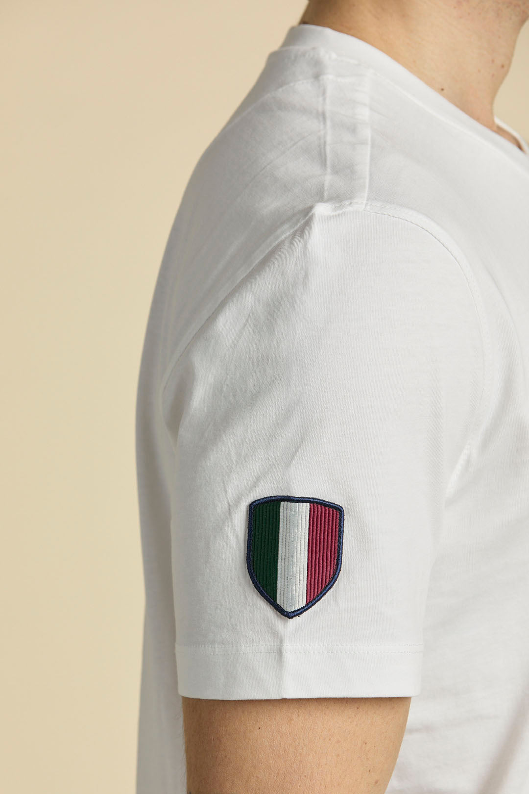 Biały T-shirt z naszywkami Frecce Tricolori – męski