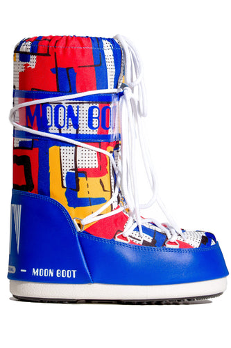 ŚNIEGOWCE MOON BOOT JR BOY ABSTRACT ROYAL BLUE/YEL