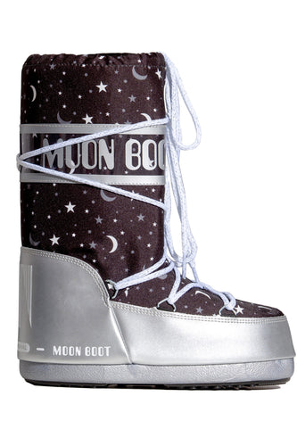 ŚNIEGOWCE MOON BOOT JR GIRL UNIVERSE SILVER/BLACK